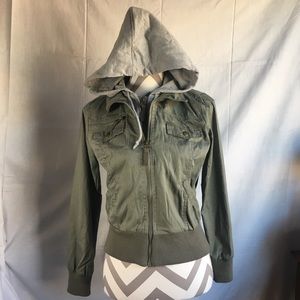 Charlotte Russe Olive green jacket w/Gray Hood
